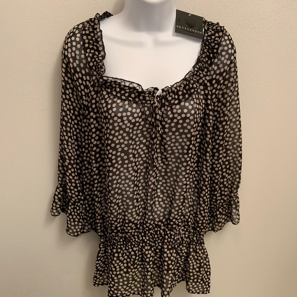 Apostrophe mesh top with scrunch detail